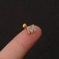 316L Surgical Stainless Steel Micro Pave Clear Cubic Zirconia Cartilage Earrings