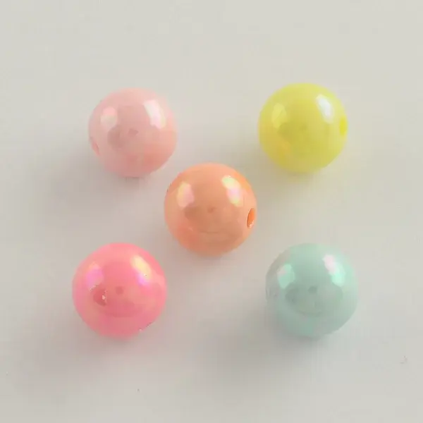 AB Color Plated Acrylic Round Beads