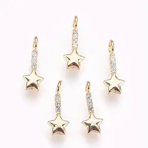 Brass Micro Pave Cubic Zirconia Charms