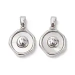 Rack Plating Brass Pave Shell Flat Round Charms with Smiling Face