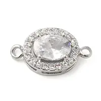 Brass Pave Clear Cubic Zirconia Connector Charms