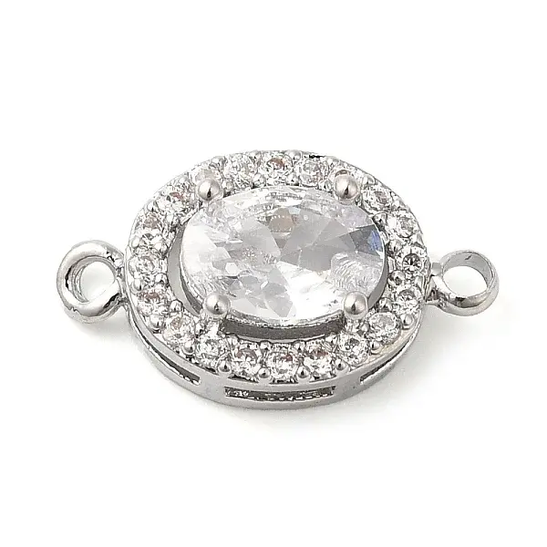 Brass Pave Clear Cubic Zirconia Connector Charms