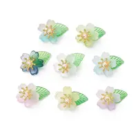 Flower Glass with Leaf Acrylic Charms