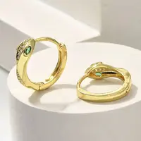 Brass Clear Cubic Zirconia Hoop Earrings