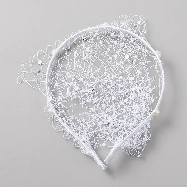 Bridal Rhinestones Pearl Mesh Veil Cloth Hair Bands