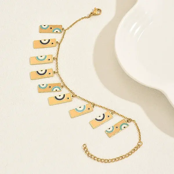 201 Stainless Steel Enamel Charm Bracelets for Women