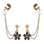 Light Gold 304 Stainless Steel Cuff Earring Chains with Rhinestone