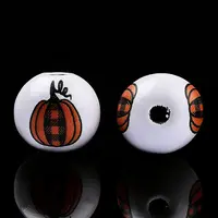 Halloween Theme Printed Natural Wood Beads