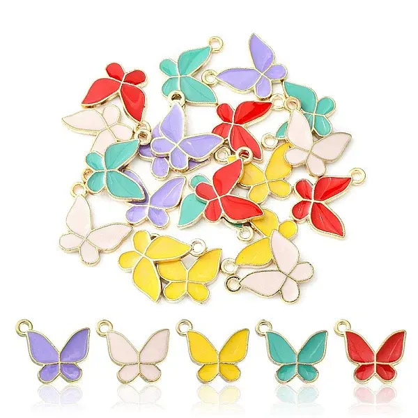 20Pcs 5 Colors Alloy Enamel Pendants
