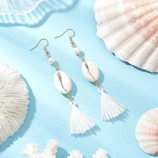 304 Stainless Steel Shell Dangle Earrings