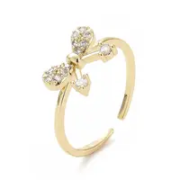 Clear Cubic Zirconia Bowknot Open Cuff Ring
