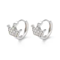 Brass Micro Pave Cubic Zirconia Hoop Earrings
