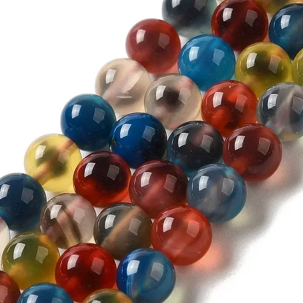 Natural Dyed & Heated Runny Agate Beads Strands