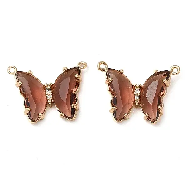 Brass Pave Faceted Glass Connector Charms