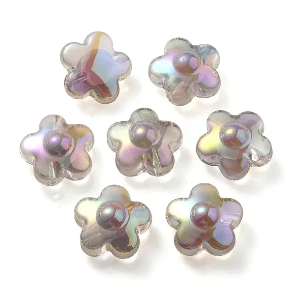UV Plating Rainbow Iridescent Transparent Acrylic Beads