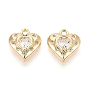 Brass Micro Pave Cubic Zirconia Charms
