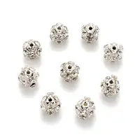 Brass Clear Rhinestone Beads