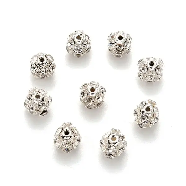 Brass Clear Rhinestone Beads