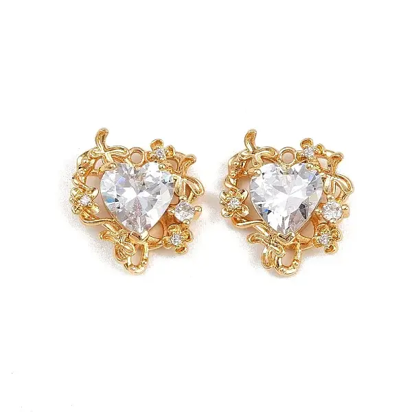 Brass Micro Pave Clear Cubic Zirconia Pendants