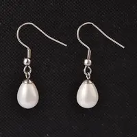 Teardrop Shell Pearl Dangle Earrings