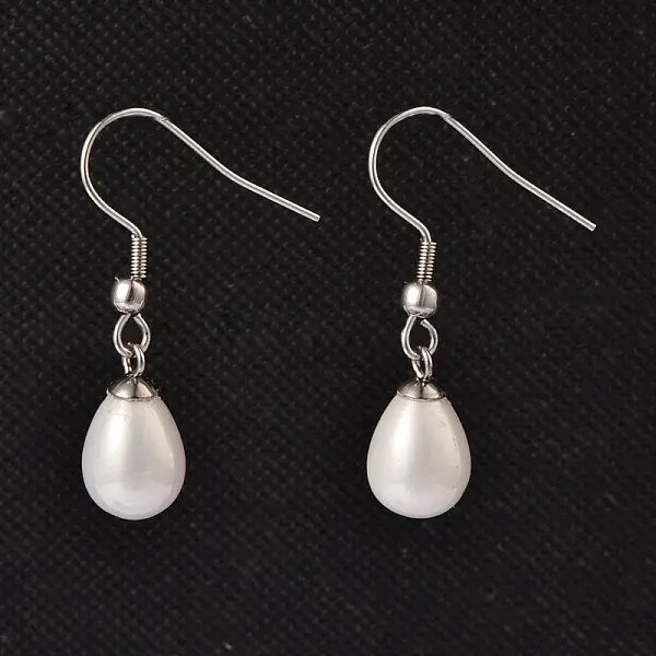 Teardrop Shell Pearl Dangle Earrings