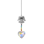 Glass Heart Sun Catcher Hanging Prism Ornaments with Iron Angel