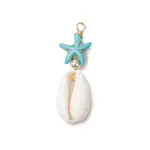 Cowrie Shell & Synthetic Turquoise Starfish Pendants
