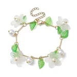 Acrylic Flower & Glass Pearl Charm Bracelets