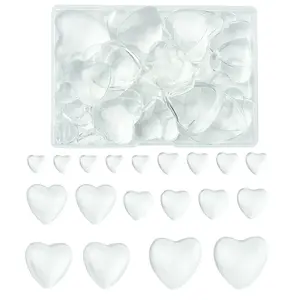 48Pcs 6 Styles Transparent Heart Glass Cabochons