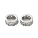 Brass Micro Pave Clear Cubic Zirconia European Beads