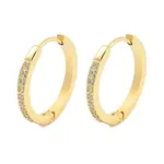 Ion Plating(IP) 304 Stainless Steel Micro Pave Clear Cubic Zirconia Huggie Hoop Earrings