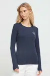 Tričko s dlouhým rukávem Emporio Armani Underwear tmavomodrá barva