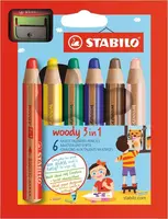 STABILO pastelky Woody 6 ks v pouzdře s ořezávatkem