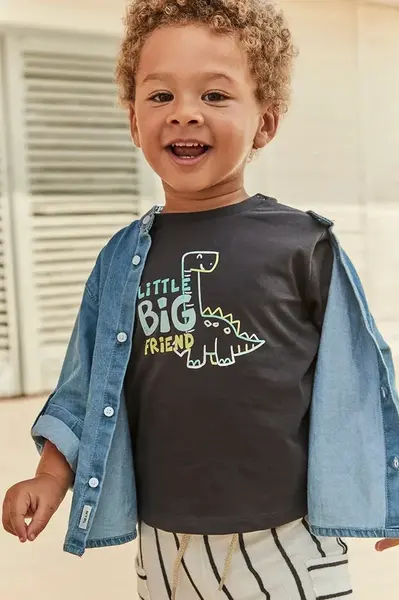 Dětské bavlněné tričko Mayoral černá barva, s potiskem, 1062