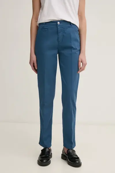Kalhoty United Colors of Benetton dámské, modrá barva, přiléhavé, medium waist, 4GD7DF061
