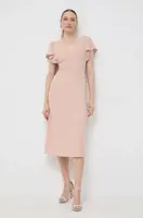 Šaty BOSS béžová barva, midi, 50488660