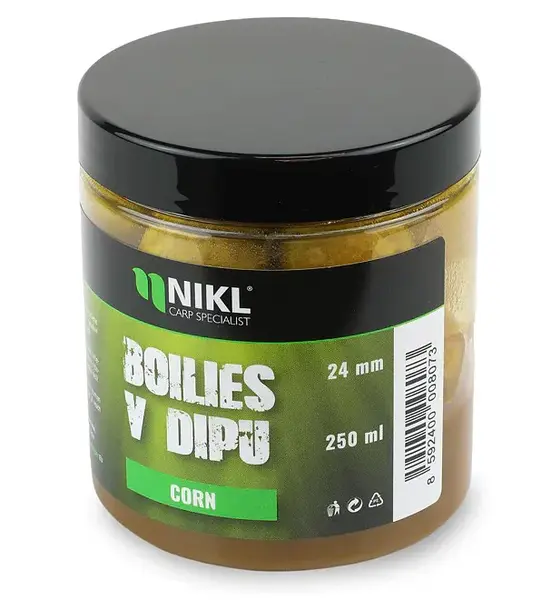 Nikl boilies v dipu corn 250 ml - 24 mm