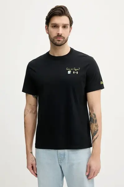 Bavlněné tričko MC2 Saint Barth černá barva, s aplikací