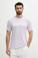 Bavlněné tričko HUGO Dulivio černá barva, s potiskem, 50467556