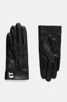 Kožené rukavice Karl Lagerfeld dámské, černá barva, 246W3607