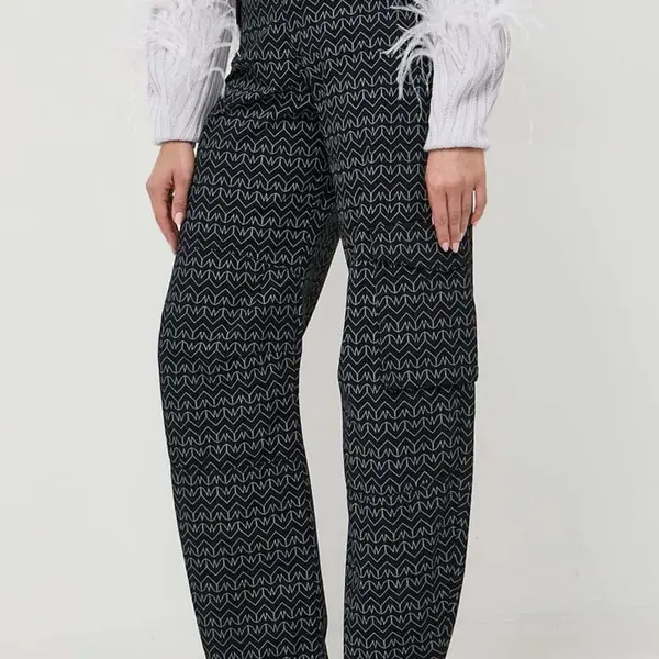 Bavlněné kalhoty Patrizia Pepe černá barva, široké, high waist