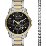 Hodinky a náramek Armani Exchange černá barva
