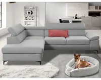 Rohová sedacia súprava Lonigo, svetle šedá látka, ľavý roh%