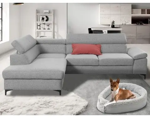 Rohová sedacia súprava Lonigo, svetle šedá látka, ľavý roh%