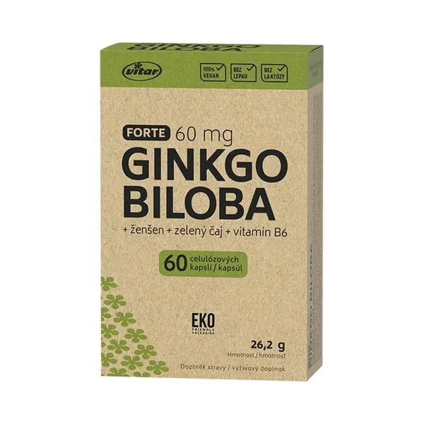 Vitar EKO Ginkgo biloba + zelený čaj 60 kapslí
