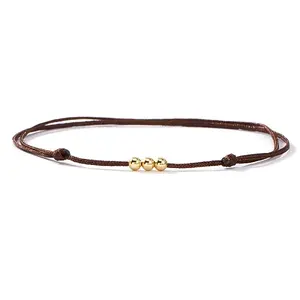 Brass Round Bead Braided Bracelets