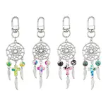 4Pcs Woven Net/Web with Wing Alloy & Synthetic Turquoise Cross Round Pendant Decoration