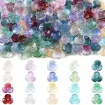 200Pcs 10 Colors Baking Painted Transparent Glass Bead Caps