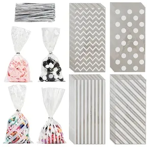 100Pcs 4 Styles Rectangle Plastic Candy Bags