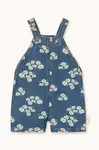 Dětské džínové lacláče Tinycottons BLOSSOMS DENIM SHORT DUNGAREE
